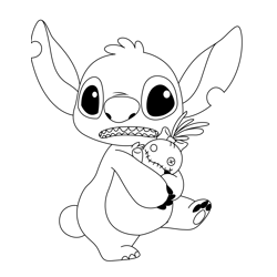 Stitch Care Free Coloring Page for Kids