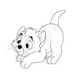 Sad Cat Free Coloring Page for Kids