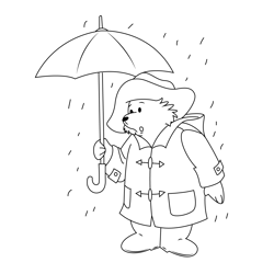 Rain Play Bear Free Coloring Page for Kids