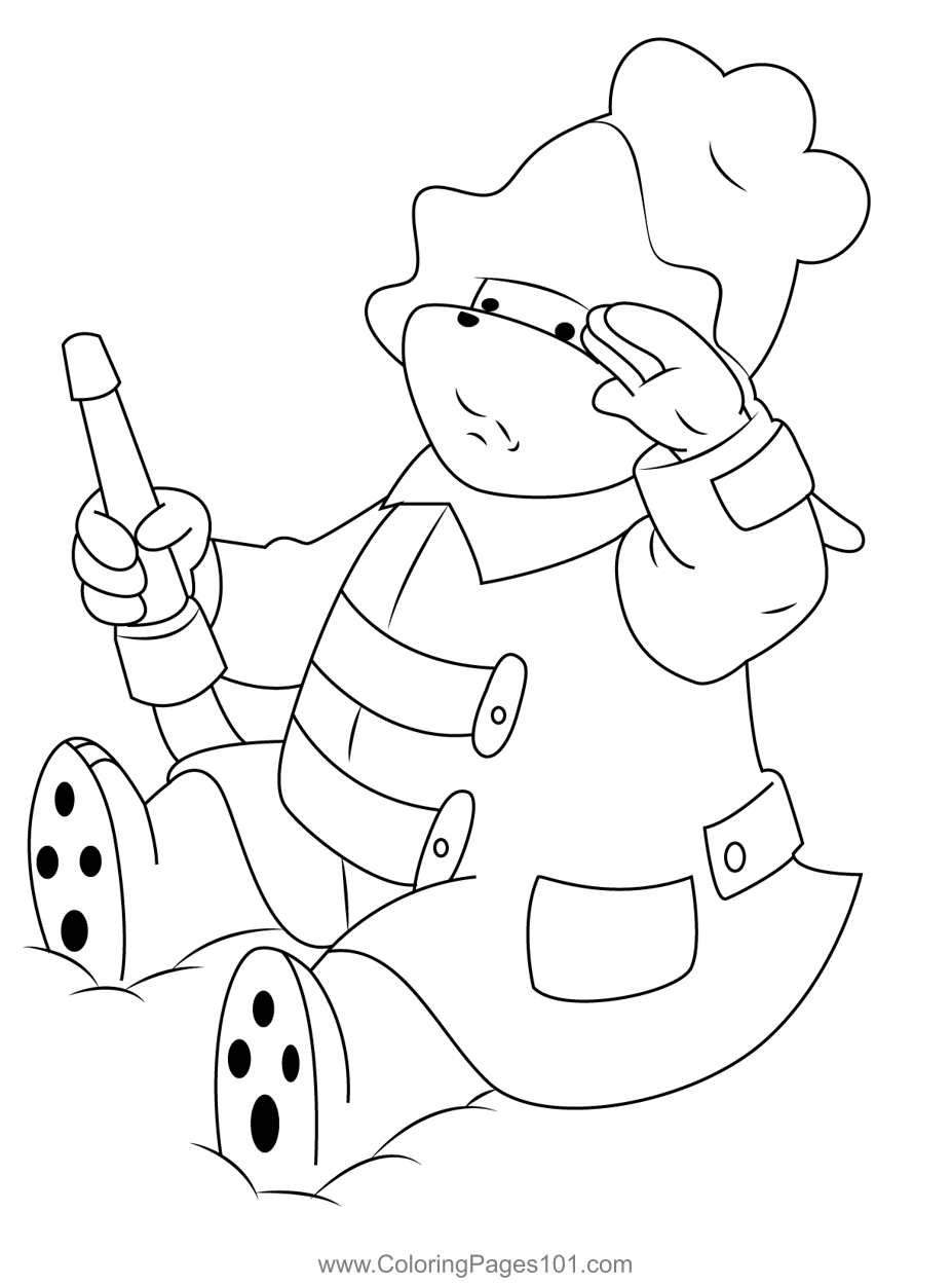 Salute Bear Coloring Page for Kids - Free Paddington Printable Coloring