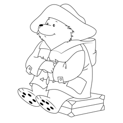 Sit Paddington Bear Free Coloring Page for Kids