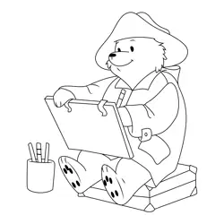 Writing Bear Free Coloring Page for Kids
