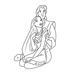 Pocahontas And John Smith Are In Love Free Coloring Page for Kids