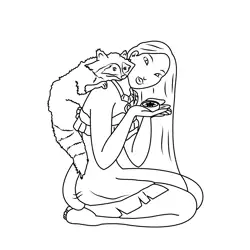 Pocahontas And Meeko Free Coloring Page for Kids