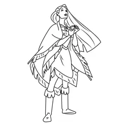 Pocahontas In Winter Outfit Free Coloring Page for Kids