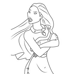 Pocahontas Looking Someone Free Coloring Page for Kids