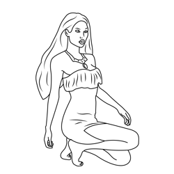 Pocahontas Relaxing Free Coloring Page for Kids