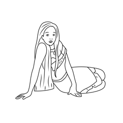 Pocahontas Sitting Free Coloring Page for Kids