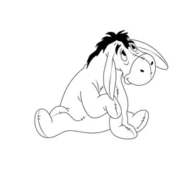 Eeyore Sit Free Coloring Page for Kids