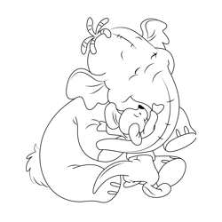 Hugingb Pooh Heffalump Free Coloring Page for Kids