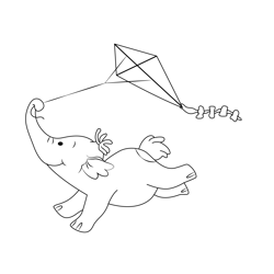 Kite With Heffalump Free Coloring Page for Kids