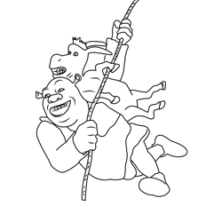 Shrek And Donkey Free Coloring Page for Kids