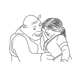 Shrek And Princess Fiona In Love Free Coloring Page for Kids