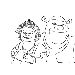 Shrek And Princess Fiona Free Coloring Page for Kids