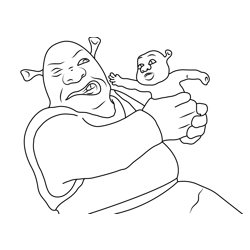 Shrek With His Baby Free Coloring Page for Kids