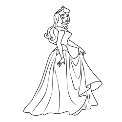 Aurora Looking Back Free Coloring Page for Kids