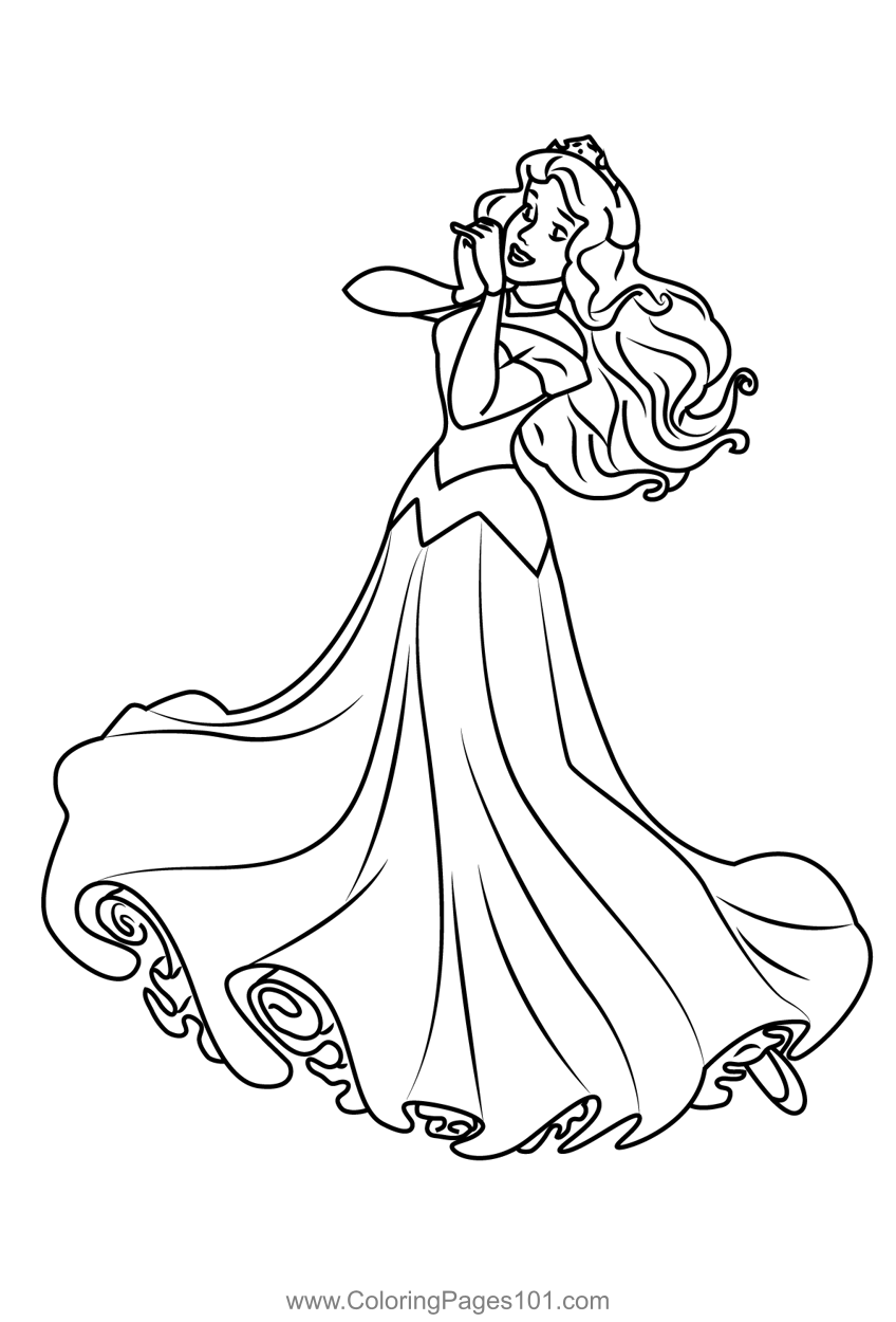 Beautiful Aurora Coloring Page for Kids - Free Sleeping Beauty