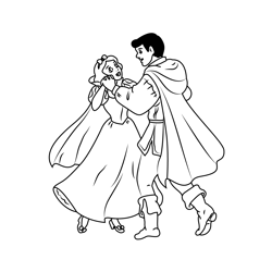 Princess Snow White With Prince Dancing Free Coloring Page for Kids