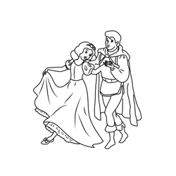 Princess Snow White With Prince Free Coloring Page for Kids
