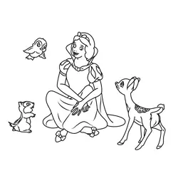 Snow White And Friends Free Coloring Page for Kids