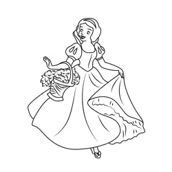 Snow White Having Flowers Basket Free Coloring Page for Kids