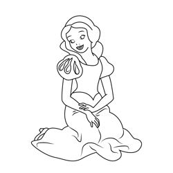 Snow White Sitting Free Coloring Page for Kids