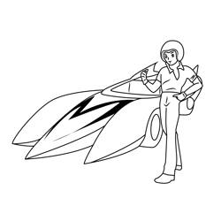 Speed Racer Car Free Coloring Page for Kids