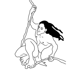 Tarzan Flying Free Coloring Page for Kids