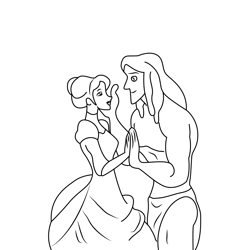 Tarzan In Love With Jane Free Coloring Page for Kids