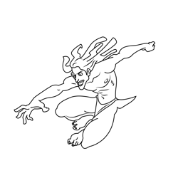 Tarzan Jumping Free Coloring Page for Kids