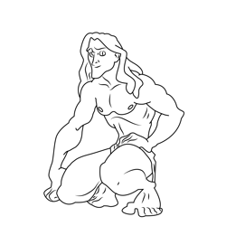 Tarzan Sitting Free Coloring Page for Kids