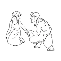Tarzan Talking With Jane Free Coloring Page for Kids