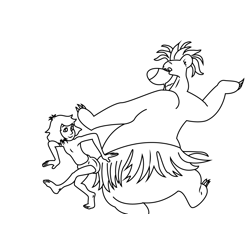 Mowgli And Baloo Dancing Free Coloring Page for Kids