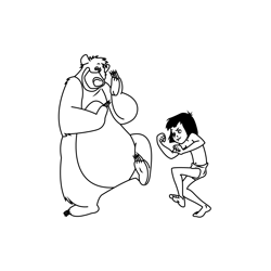Mowgli And Baloo Free Coloring Page for Kids