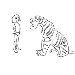 Mowgli And Shere Khan Free Coloring Page for Kids