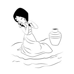 Shanti With Water Vessel Free Coloring Page for Kids