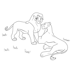 Lion King Couples Free Coloring Page for Kids
