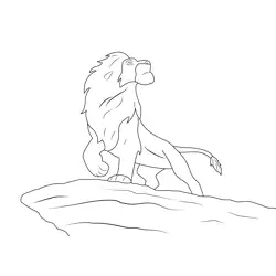 Lion King Looking Towards Moon Free Coloring Page for Kids