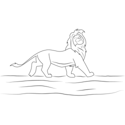 Lion King On Tree Bridge Free Coloring Page for Kids