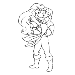 Ariel With Prince Eric Free Coloring Page for Kids