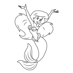 Happy Ariel Free Coloring Page for Kids