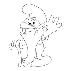 Grandpa Smurf Glovey Story Free Coloring Page for Kids