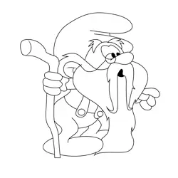 Grandpa Smurf Free Coloring Page for Kids