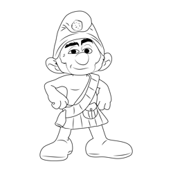 Gutsy Smurf Standing Free Coloring Page for Kids