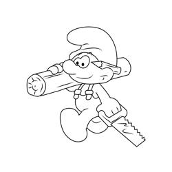 Handy Smurf With Saws Free Coloring Page for Kids