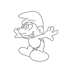 Happy Smurf Free Coloring Page for Kids