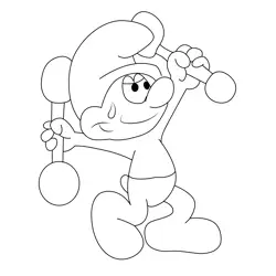 Hefty Smurf Playing Free Coloring Page for Kids