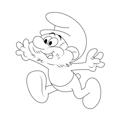 Run Papa Smurf Free Coloring Page for Kids