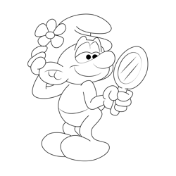 Smurf Looking In Mirror Free Coloring Page for Kids