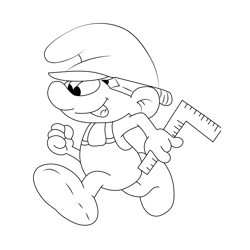 Smurf Work Free Coloring Page for Kids